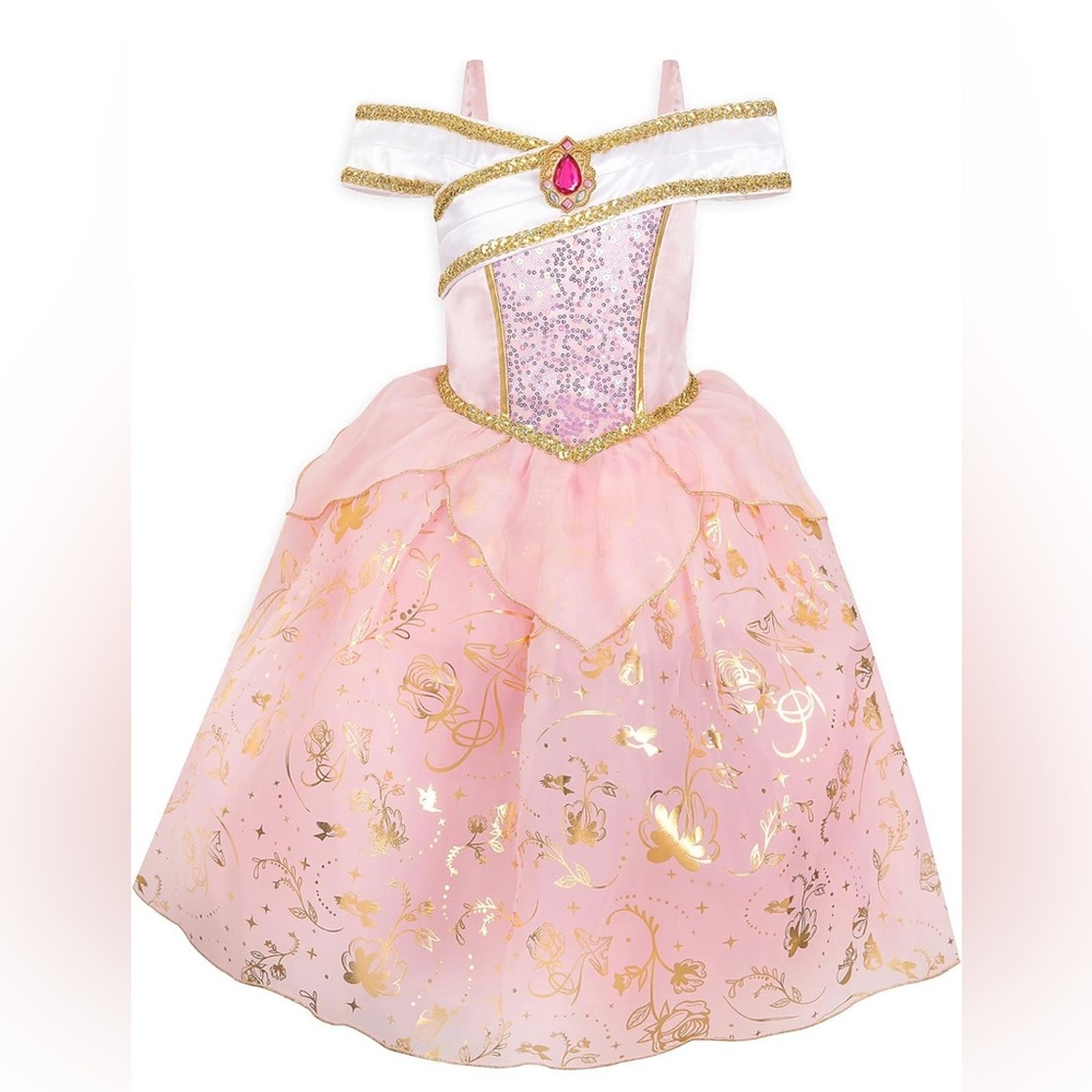 Disney Pink and Gold Dance Costume with Sparkly Bodice